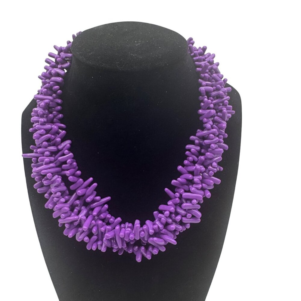 Purple Layered Beaded Necklace With Gold-Plated Clasp
